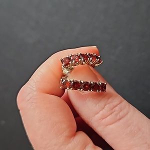 Garnet Curved Bar Drop Earrings Silver